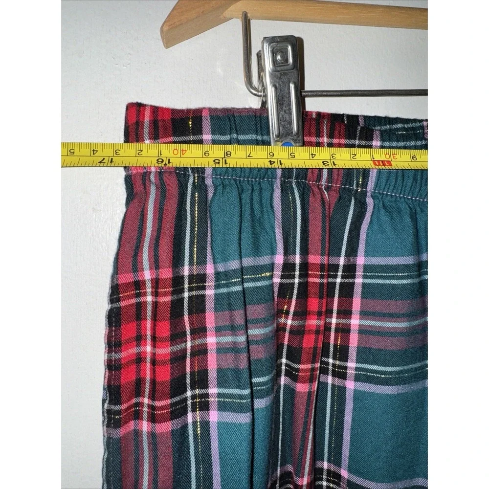 Victoria's  Secret Flannel Pajama 2 Pc Tartan Holiday Plaid Gold Cozy Warm Sz L